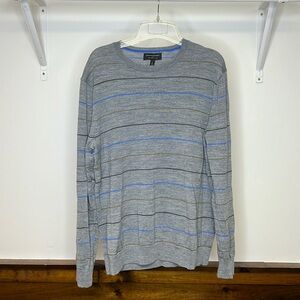 Banana Republic Gray Striped Crewneck Sweater- L‎